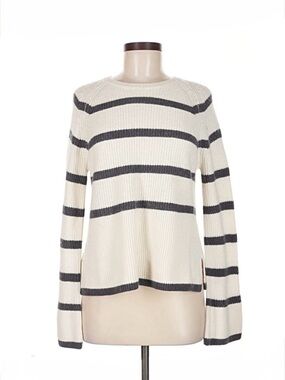 Splendid Cream and Black Striped Crewneck Sweater